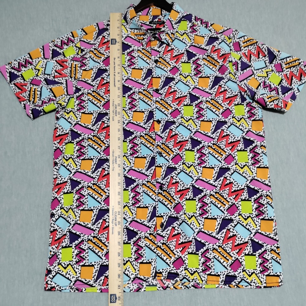 Drill Clothing Company Shirt Mens XL Colorful Stretch Button Up Retro Party Club - Picture 9 of 13